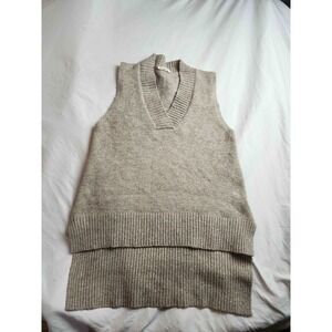 Pink Ripple Sweater Vest Womens Small Beige Minimalist Old Money‎ Dark Academia